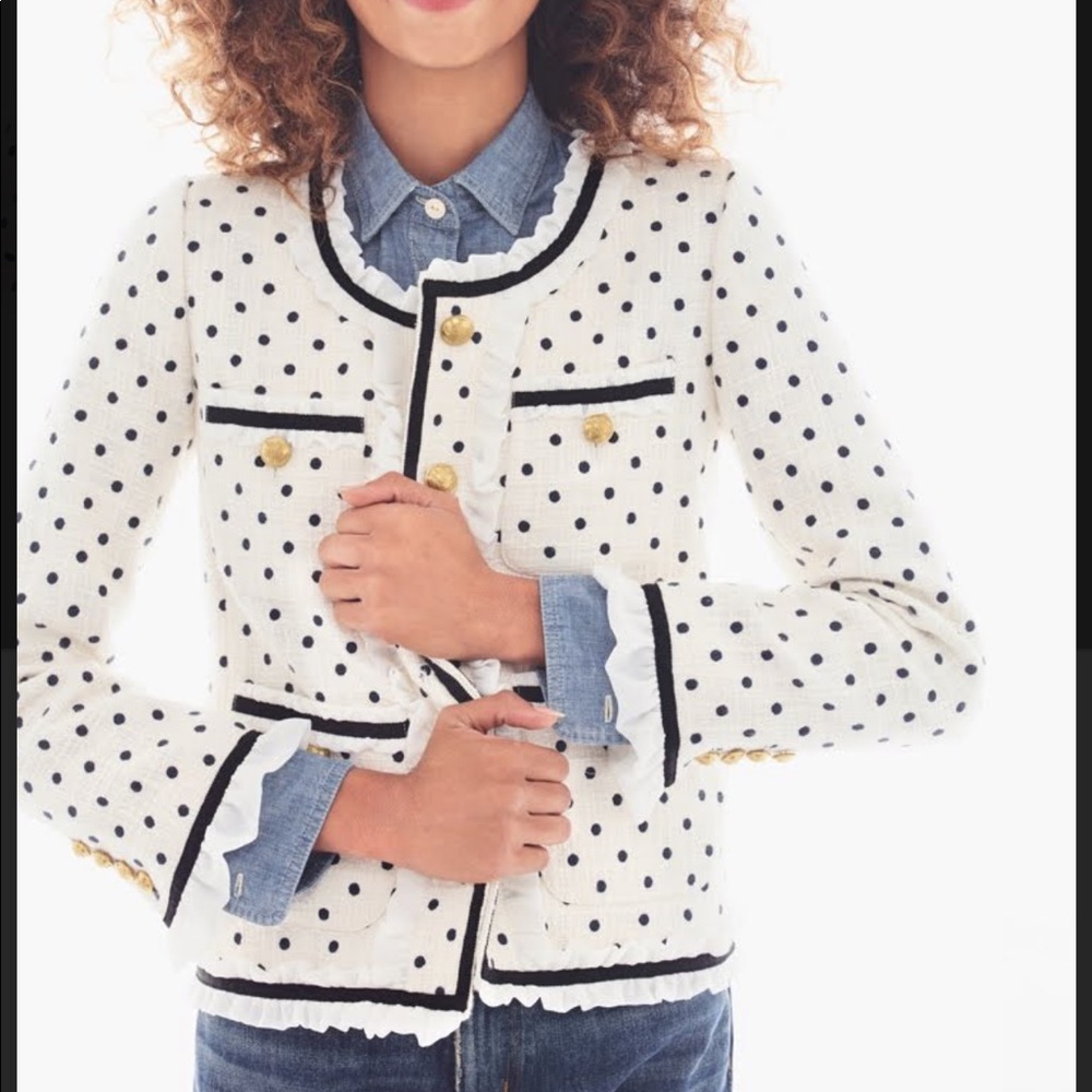 J. Crew Polka Dot Lady Blazer Jacket with Ruffle